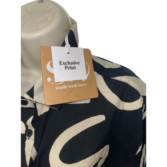 Seven Wonders York Shirt Womens Size 8 Black Sand Exclusive Oversized Blouse - Picture 5 of 12